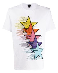 weißes T-Shirt mit einem Rundhalsausschnitt mit Sternenmuster von Just Cavalli