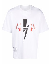 weißes T-Shirt mit einem Rundhalsausschnitt mit Sternenmuster von Neil Barrett