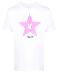 weißes T-Shirt mit einem Rundhalsausschnitt mit Sternenmuster von Pleasures