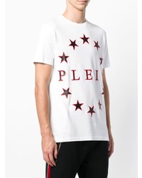 weißes T-Shirt mit einem Rundhalsausschnitt mit Sternenmuster von Philipp Plein