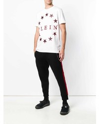 weißes T-Shirt mit einem Rundhalsausschnitt mit Sternenmuster von Philipp Plein