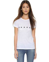 weißes T-Shirt mit einem Rundhalsausschnitt mit Sternenmuster von South Parade