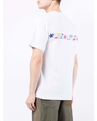 weißes T-Shirt mit einem Rundhalsausschnitt mit Sternenmuster von A Bathing Ape