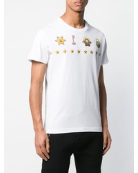 weißes T-Shirt mit einem Rundhalsausschnitt mit Sternenmuster von VERSACE JEANS COUTURE