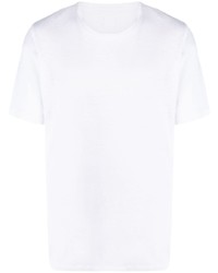weißes T-Shirt mit einem Rundhalsausschnitt von 120% Lino