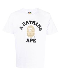 weißes T-Shirt mit einem Rundhalsausschnitt von A Bathing Ape