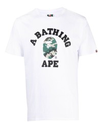 weißes T-Shirt mit einem Rundhalsausschnitt von A Bathing Ape