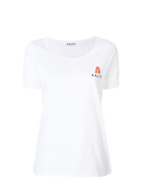weißes T-Shirt mit einem Rundhalsausschnitt von Aalto