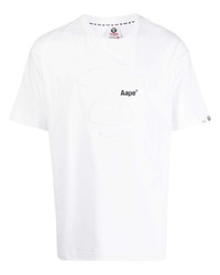 weißes T-Shirt mit einem Rundhalsausschnitt von AAPE BY A BATHING APE