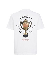 weißes T-Shirt mit einem Rundhalsausschnitt von adidas