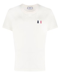 weißes T-Shirt mit einem Rundhalsausschnitt von Ami Paris