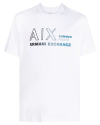 weißes T-Shirt mit einem Rundhalsausschnitt von Armani Exchange