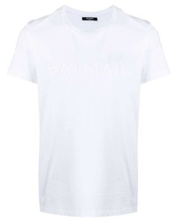 weißes T-Shirt mit einem Rundhalsausschnitt von Balmain