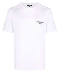 weißes T-Shirt mit einem Rundhalsausschnitt von Balmain