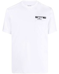 weißes T-Shirt mit einem Rundhalsausschnitt von Blauer