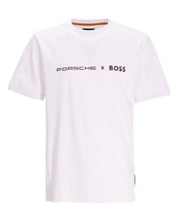 weißes T-Shirt mit einem Rundhalsausschnitt von BOSS