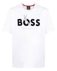 weißes T-Shirt mit einem Rundhalsausschnitt von BOSS