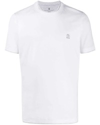 weißes T-Shirt mit einem Rundhalsausschnitt von Brunello Cucinelli