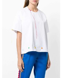 weißes T-Shirt mit einem Rundhalsausschnitt von Mira Mikati