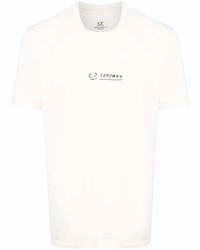 weißes T-Shirt mit einem Rundhalsausschnitt von C.P. Company