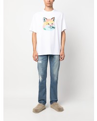 weißes T-Shirt mit einem Rundhalsausschnitt von MAISON KITSUNÉ