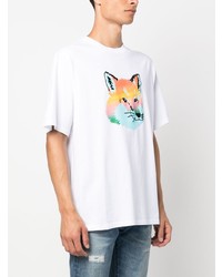 weißes T-Shirt mit einem Rundhalsausschnitt von MAISON KITSUNÉ