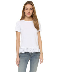 weißes T-Shirt mit einem Rundhalsausschnitt von Clu
