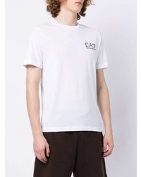 weißes T-Shirt mit einem Rundhalsausschnitt von Ea7 Emporio Armani