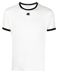 weißes T-Shirt mit einem Rundhalsausschnitt von Courrèges
