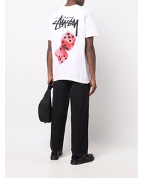 weißes T-Shirt mit einem Rundhalsausschnitt von Stussy