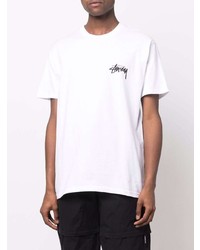 weißes T-Shirt mit einem Rundhalsausschnitt von Stussy