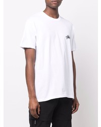 weißes T-Shirt mit einem Rundhalsausschnitt von Stussy