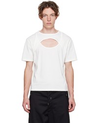 weißes T-Shirt mit einem Rundhalsausschnitt von Dion Lee
