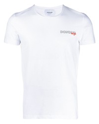 weißes T-Shirt mit einem Rundhalsausschnitt von Dondup