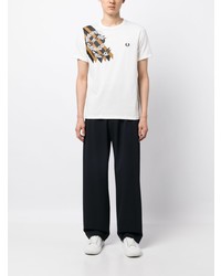 weißes T-Shirt mit einem Rundhalsausschnitt von Fred Perry