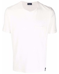 weißes T-Shirt mit einem Rundhalsausschnitt von Drumohr