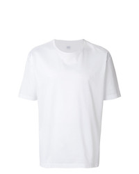 weißes T-Shirt mit einem Rundhalsausschnitt von E. Tautz