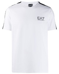 weißes T-Shirt mit einem Rundhalsausschnitt von Ea7 Emporio Armani