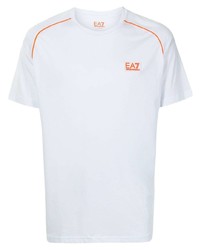 weißes T-Shirt mit einem Rundhalsausschnitt von Ea7 Emporio Armani