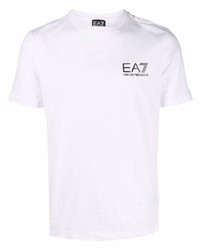 weißes T-Shirt mit einem Rundhalsausschnitt von Ea7 Emporio Armani