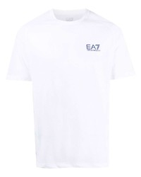 weißes T-Shirt mit einem Rundhalsausschnitt von Ea7 Emporio Armani