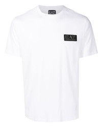 weißes T-Shirt mit einem Rundhalsausschnitt von Ea7 Emporio Armani