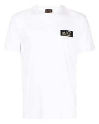 weißes T-Shirt mit einem Rundhalsausschnitt von Ea7 Emporio Armani