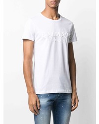 weißes T-Shirt mit einem Rundhalsausschnitt von Balmain