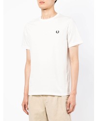 weißes T-Shirt mit einem Rundhalsausschnitt von Fred Perry