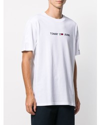 weißes T-Shirt mit einem Rundhalsausschnitt von Tommy Jeans