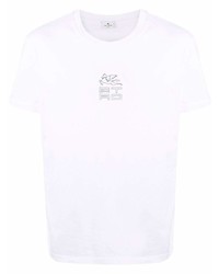 weißes T-Shirt mit einem Rundhalsausschnitt von Etro