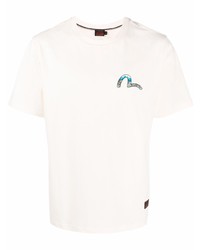 weißes T-Shirt mit einem Rundhalsausschnitt von Evisu