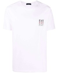 weißes T-Shirt mit einem Rundhalsausschnitt von Fay