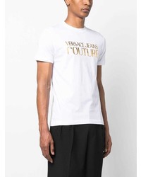 weißes T-Shirt mit einem Rundhalsausschnitt von VERSACE JEANS COUTURE